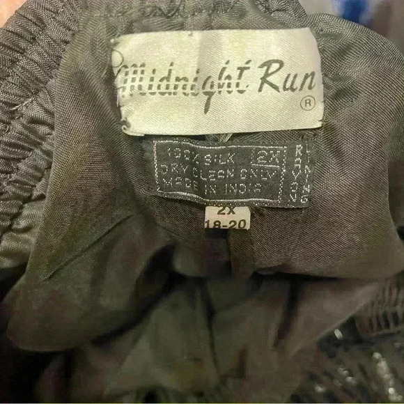 Midnight Run Sequin 100% silk Black pants Vintage 80’s Shimmer Wide Leg - Picture 6 of 11